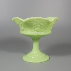 Satin Green Fenton 8248 Scroll and Eye Jelly Compote