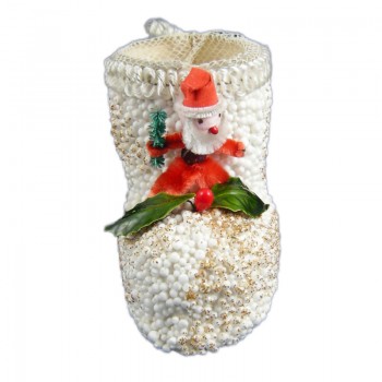 Chenille Santa Christmas Boot Candy Container