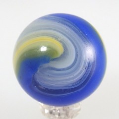 Akro Agate Blue Yellow Popeye Corkscrew Marble