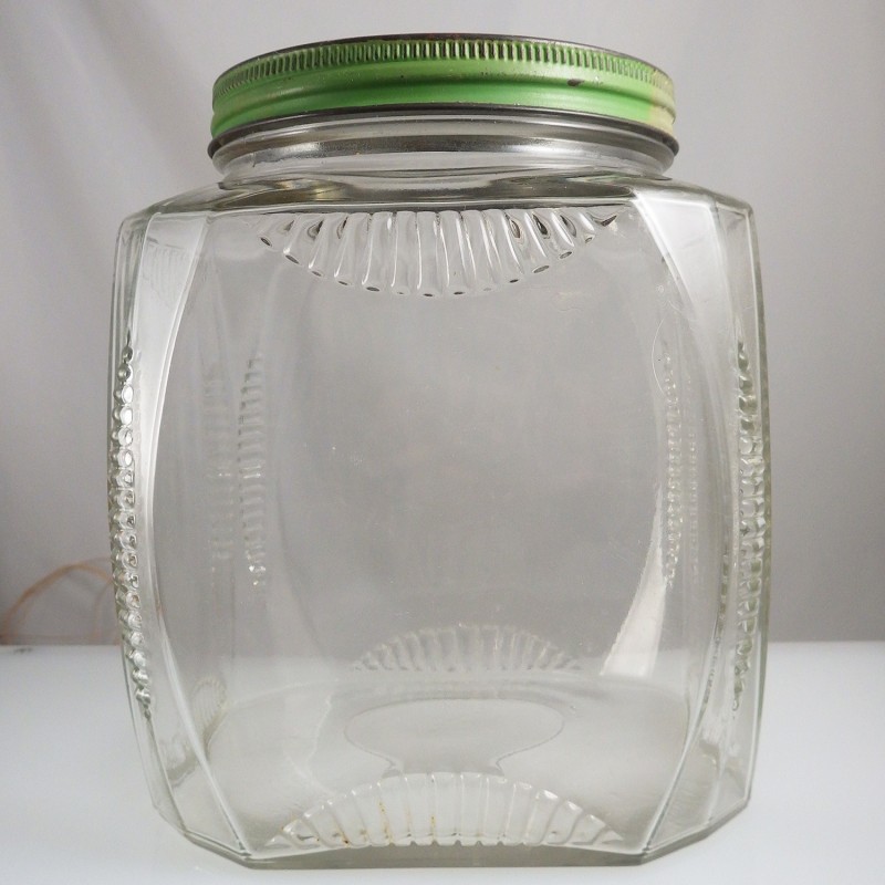 Vintage Glass Hoosier Cabinet Pantry Storage Jar - Ribbed Edges