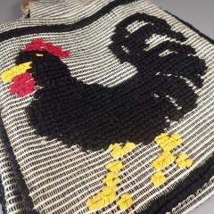 Folk Art Cockerel Rooster Chicken Woven Saddlebag Boho Tote Bag