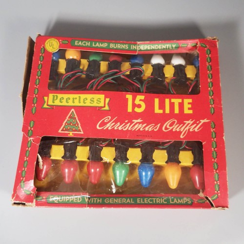 Vintage Peerless Indoor Christmas Tree Lights 15 Bulb Set