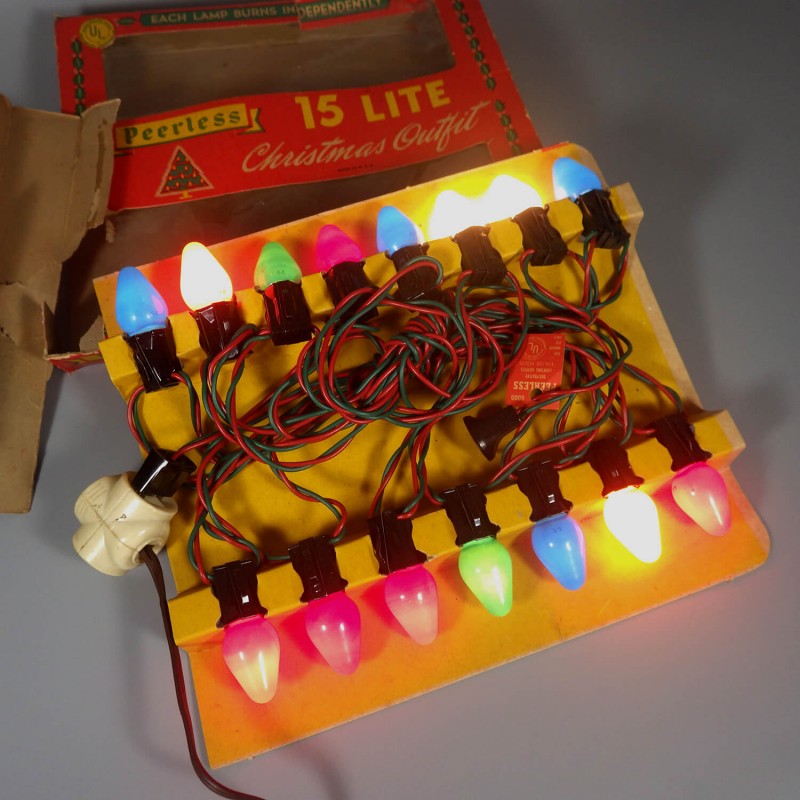 Vintage Peerless Indoor Christmas Tree Lights 15 Bulb Set