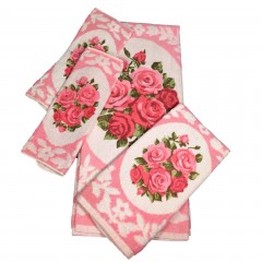 Vintage Pink Royal Rose Bath Towel Set - 4-Pc Set