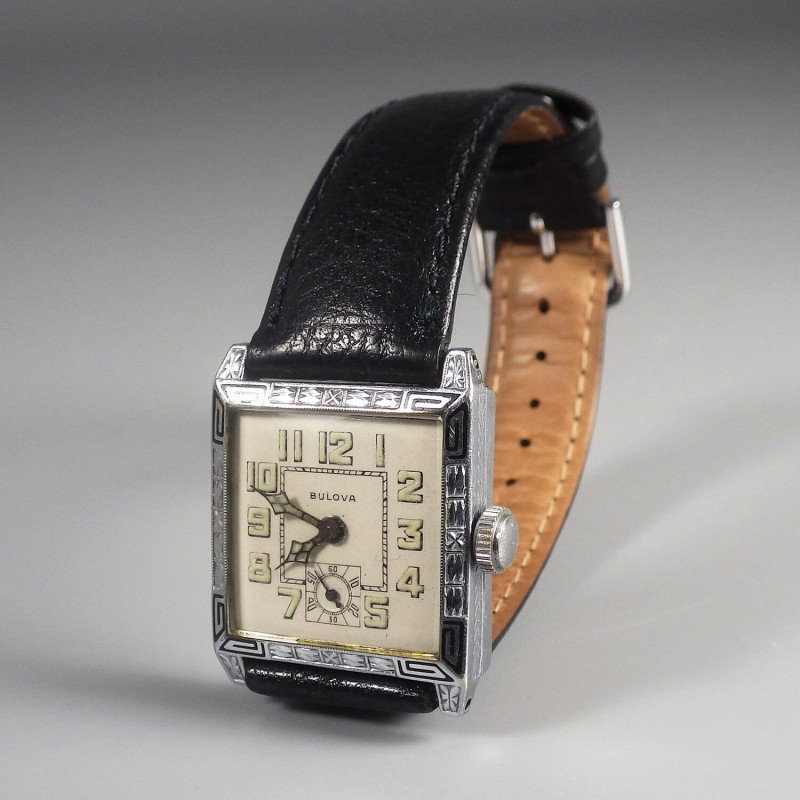 1927 Vintage Bulova Mens Watch Franklin Art Deco Radium Dial