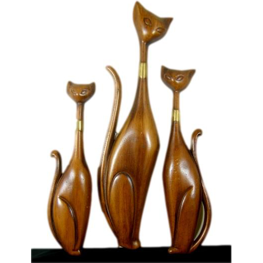 Set of 3 Sexton Cast Metal Cat Wall Hangings
